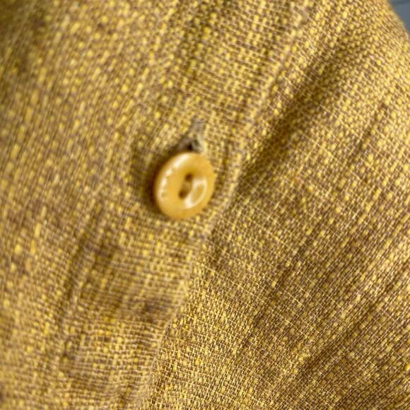 Flax Shirt Linen Button Up Women’s Size Small Yellow Lagenlook Long Sleeve - Picture 4 of 7